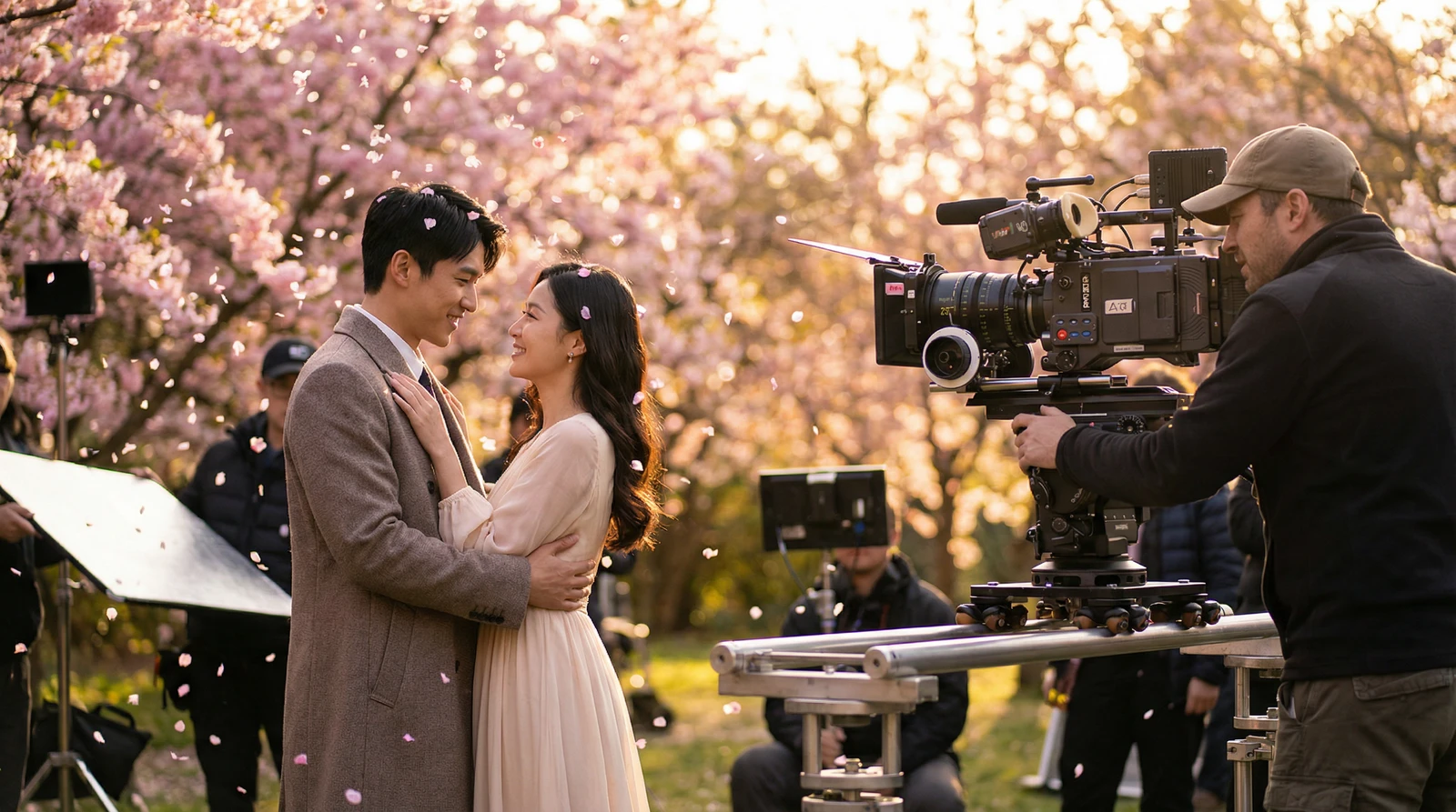 香蕉社区萝莉岛栏目樱花园浪漫场景拍摄花絮